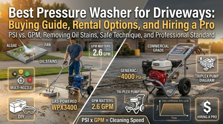 Best Pressure Washer for Driveways: Buying Guide, Rental Options, and Hiring a Pro